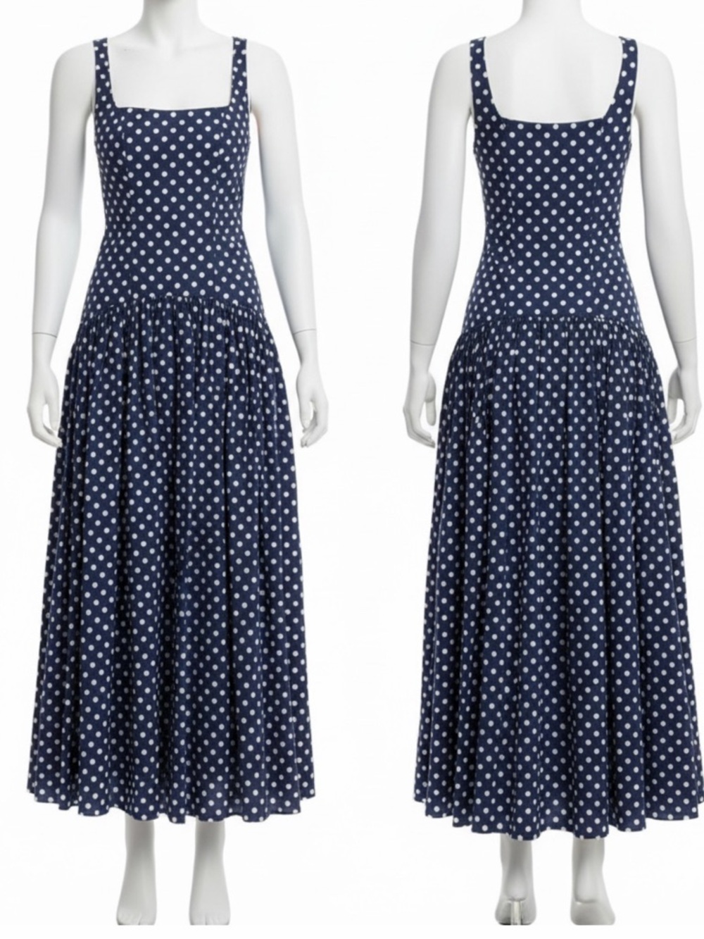 Jewel Badgley Mischka Women's Isla Polka Dot Drop Waist Maxi Dress Blur Size 6 - Picture 3 of 8